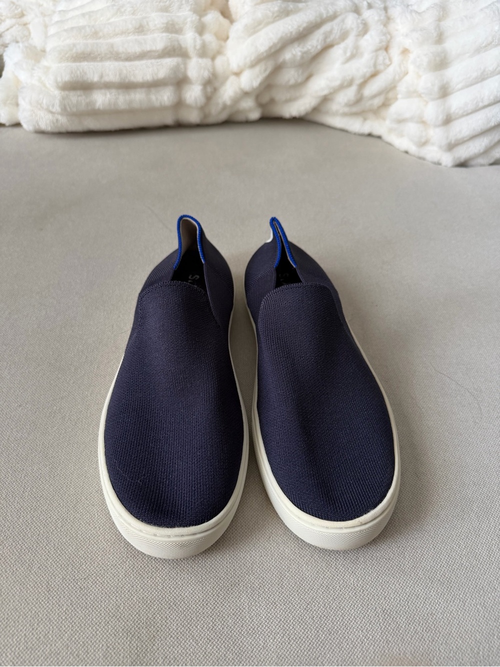 Rothy’s Slip-On Knit Sneakers in Navy